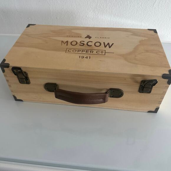 Moscow Mule 2 mugs 9 piece gift set with original box NWB coasters included - Picture 6 of 12